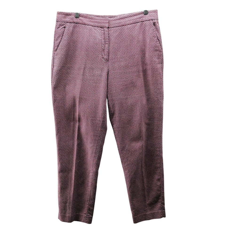 Talbots Heritage Ankle‎ Pants Womens 14 Red Blue Geometric Cotton Modal Blend